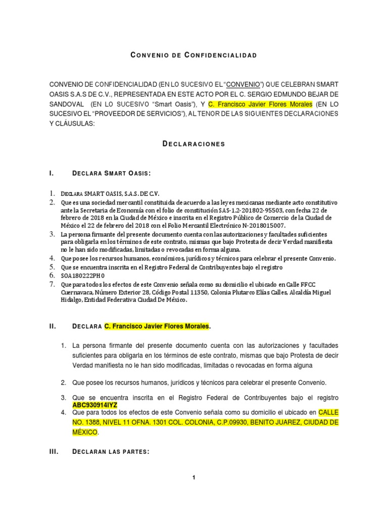 Modelo de NDA en Español para México | PDF | Patentar | Información