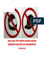 Helm Dan Topi Harap Dilepas Ketika Memasuki Kantor Pos Sudimampir