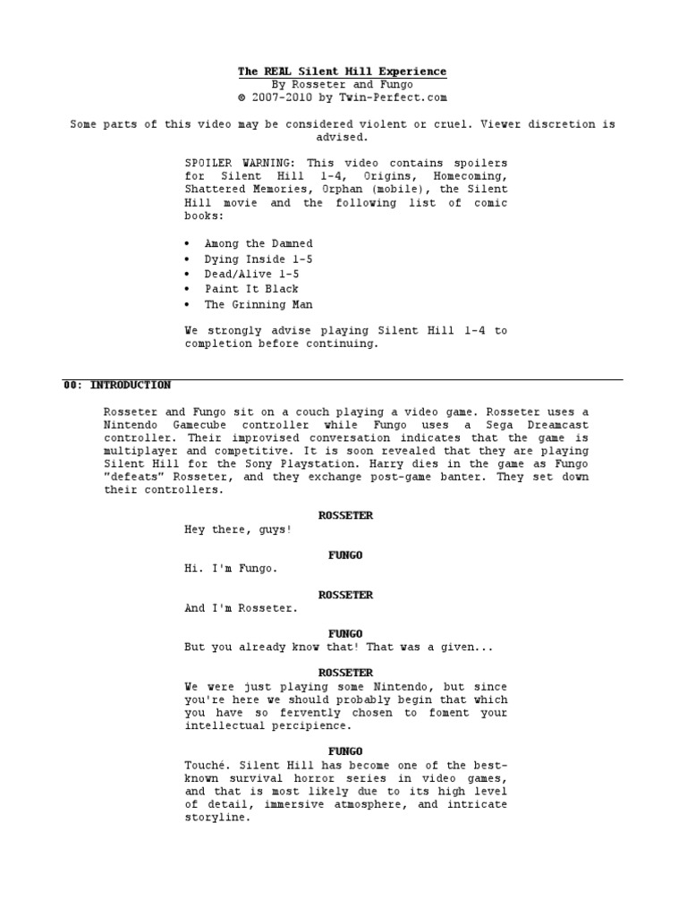 The REAL Silent Hill Experience Script PDF | PDF | Leisure
