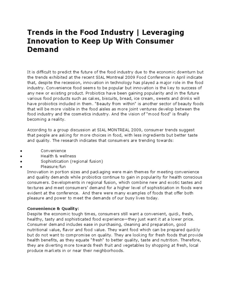 Trends in The Food Industry PDF Chef French Cuisine