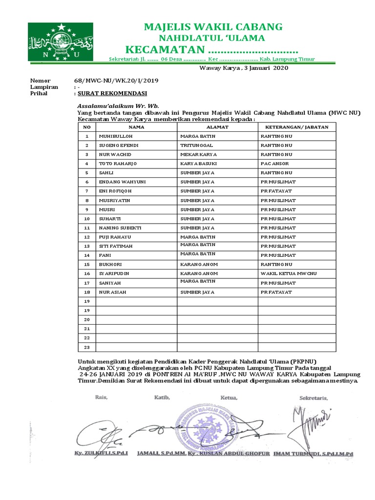 Featured image of post Contoh Surat Rekomendasi Nu Ranting Beberapa tujuan rekomendasi ini yang paling umum misalnya