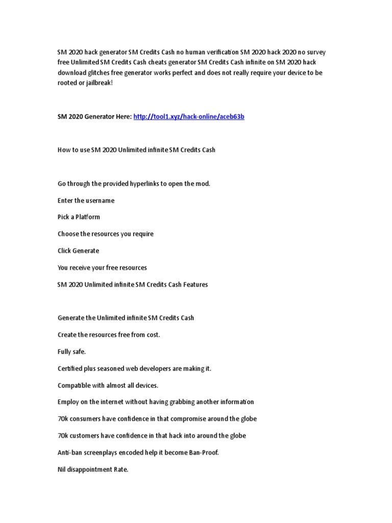 SM 2020 Hack Generator SM Credits Cash No Human Verification ... - 