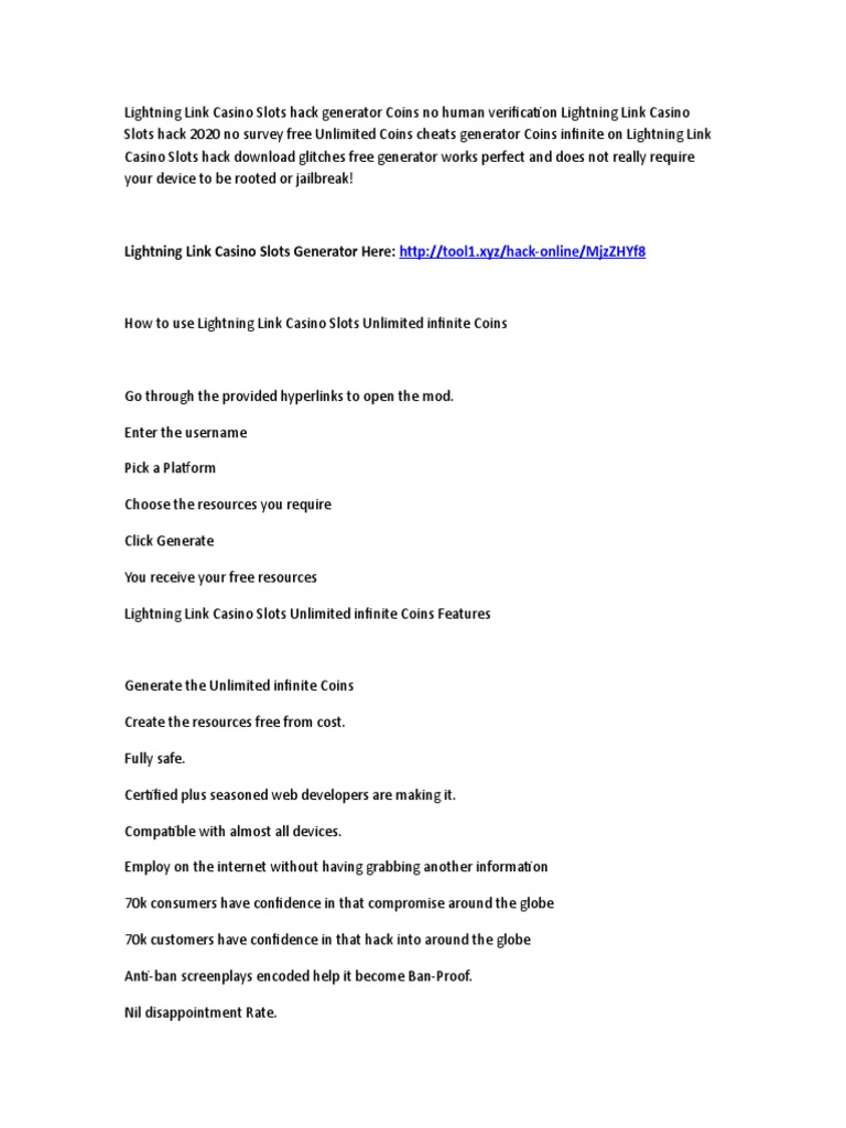 Lightning Link Casino Slots Hack Generator Coins No Human ... - 