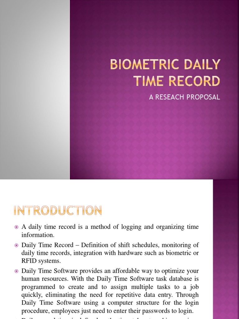 Biometric Daily Time Record PPT PDF