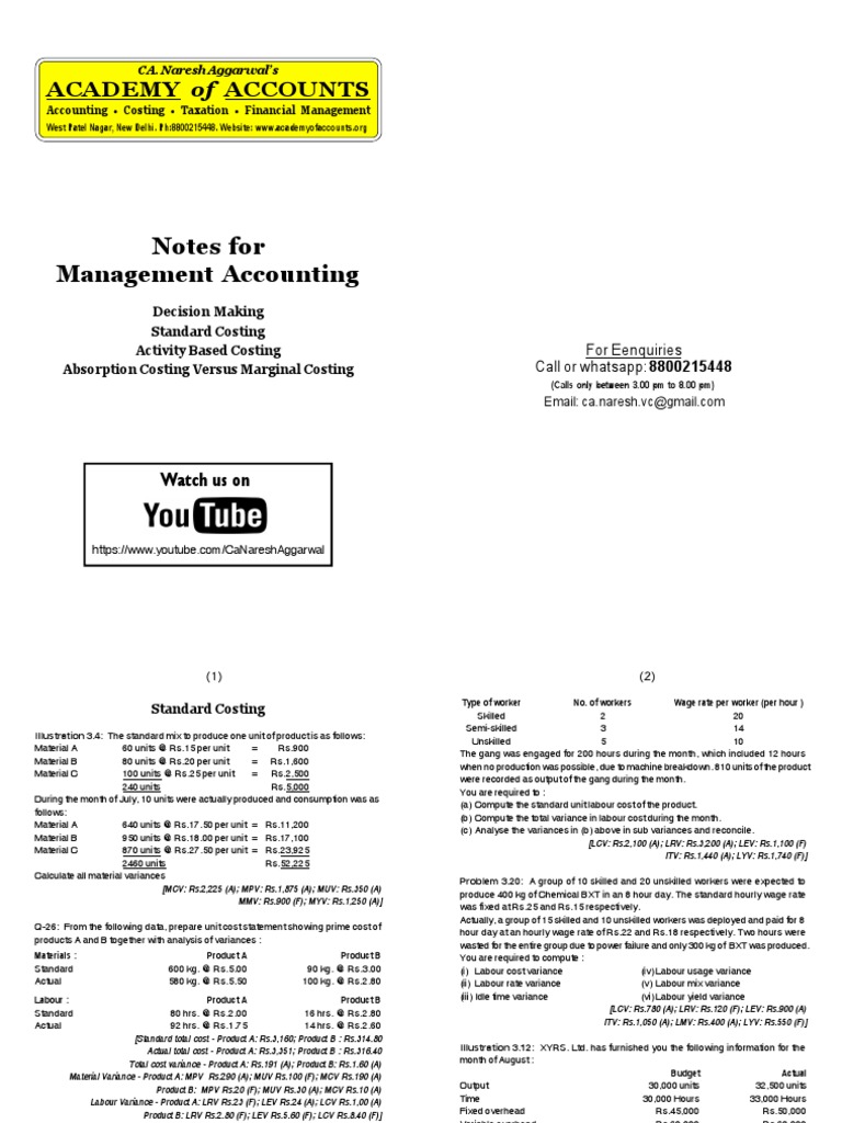 Management Accounting | PDF | Production And Manufacturing | Business ...