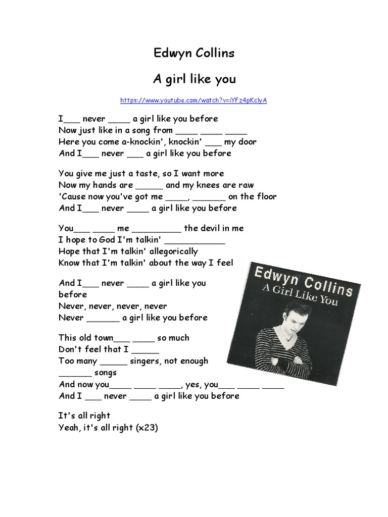 A Girl Like YouEdwyn Collins (Present Perfect) PDF British Songs