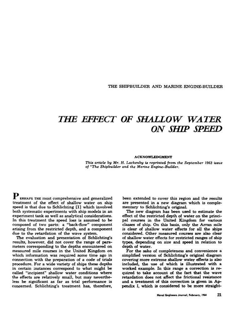 Shallow Water Effects on Ship Speed | PDF | Friction | Ships