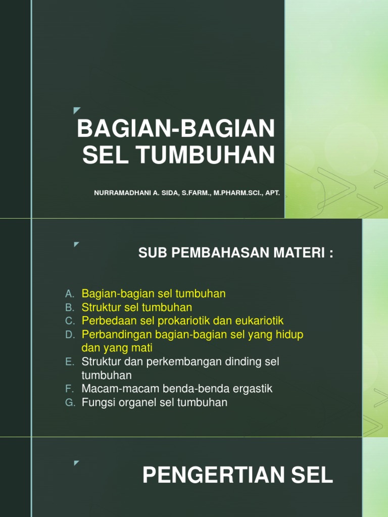 Pertemuan Ke 4 Bagian Bagian Sel