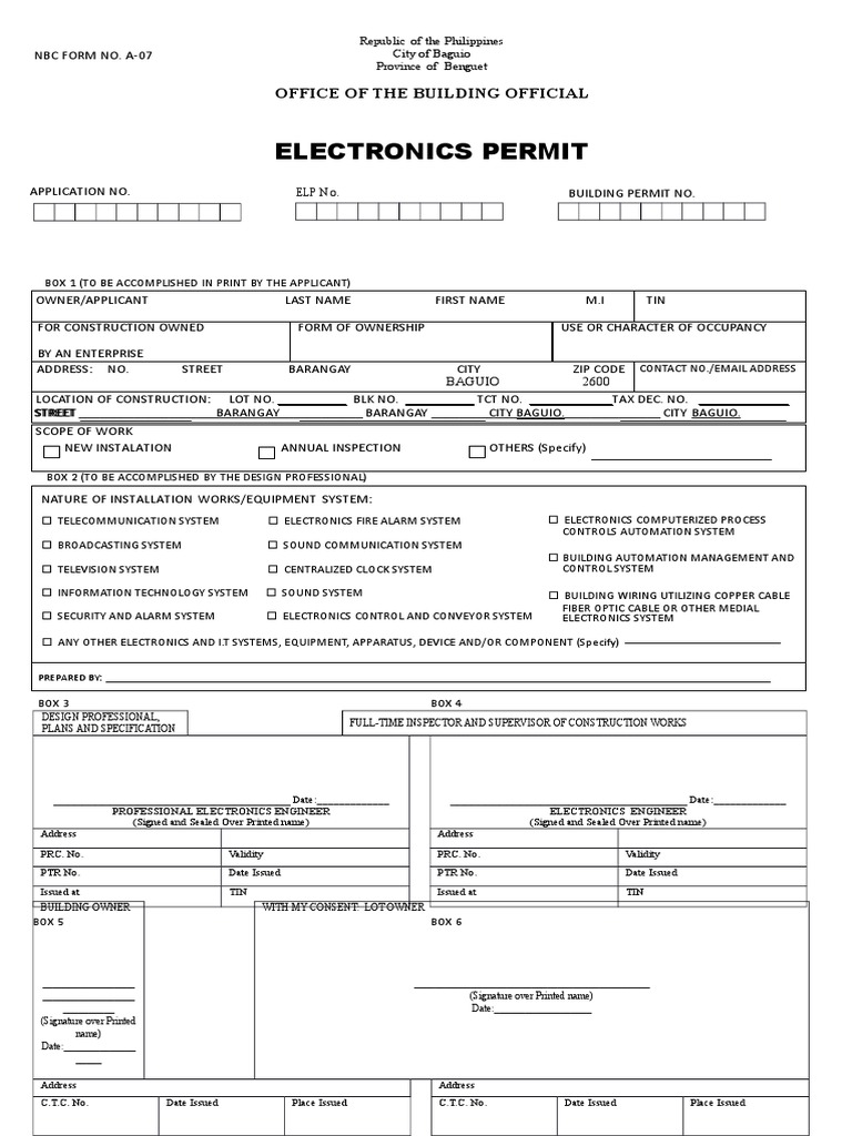 Electronics Permit Application Form | PDF | Telecommunication | Electronics