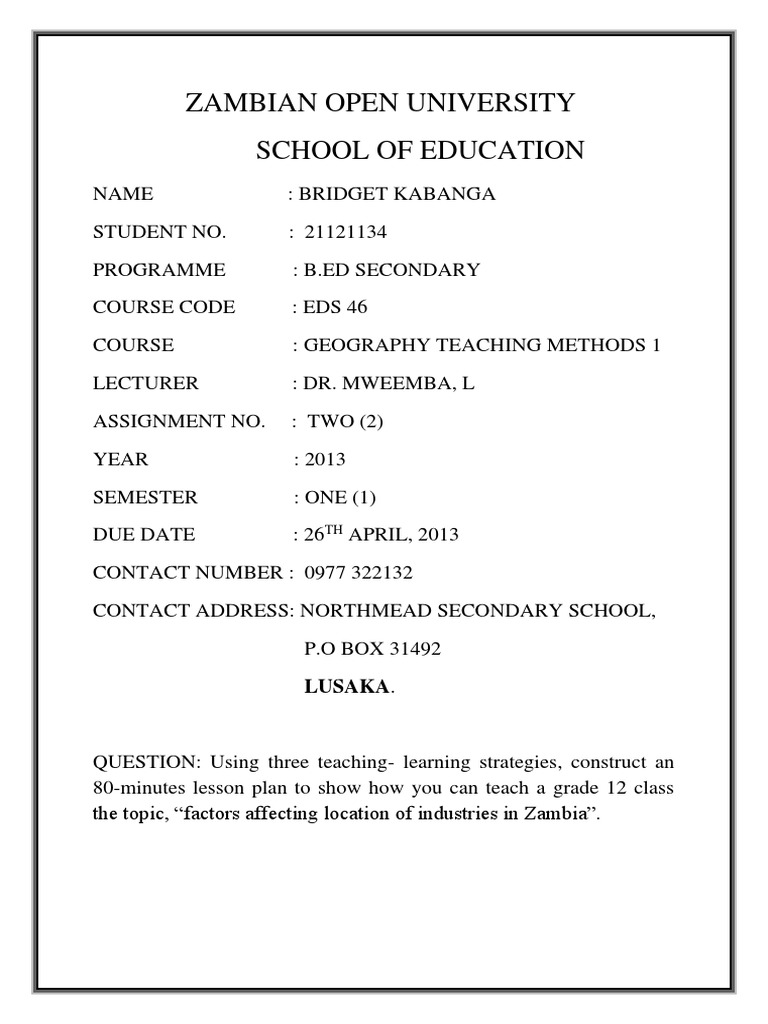 Zambian Open University | PDF