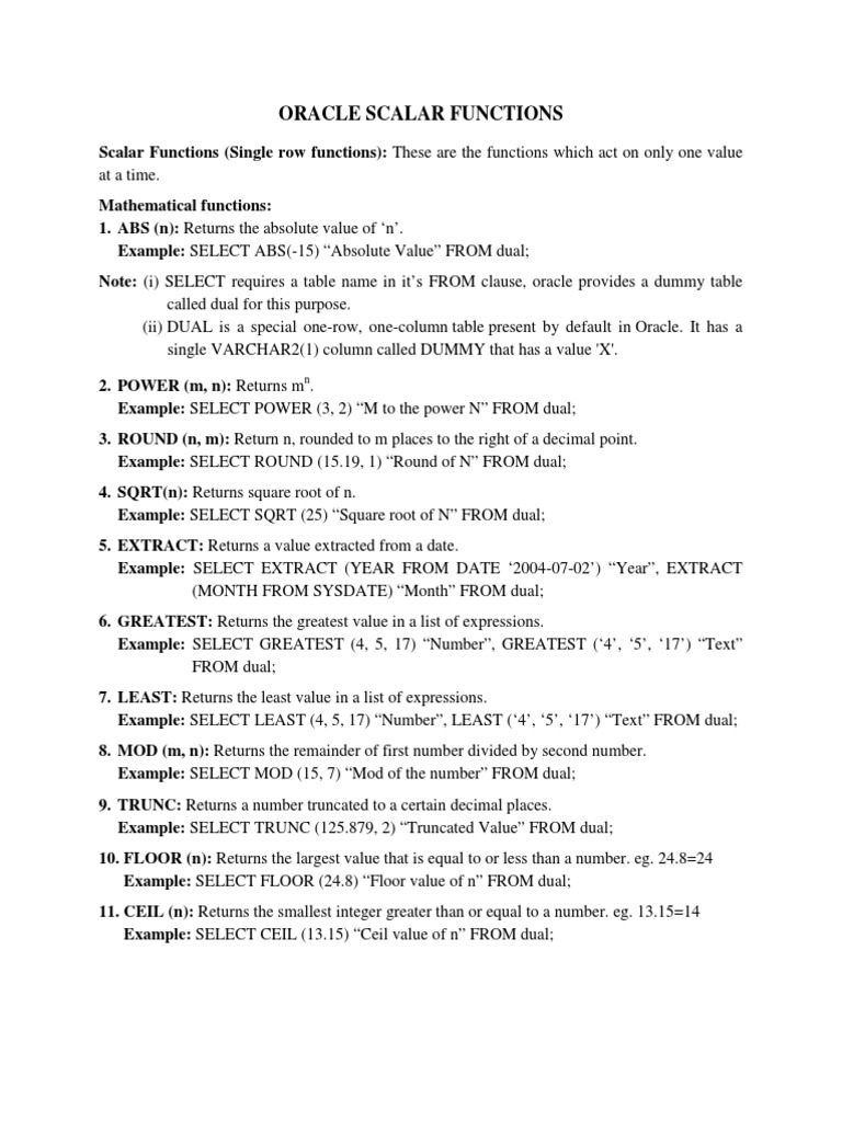 Oracle Scalar Functions | PDF | Letter Case | Ascii