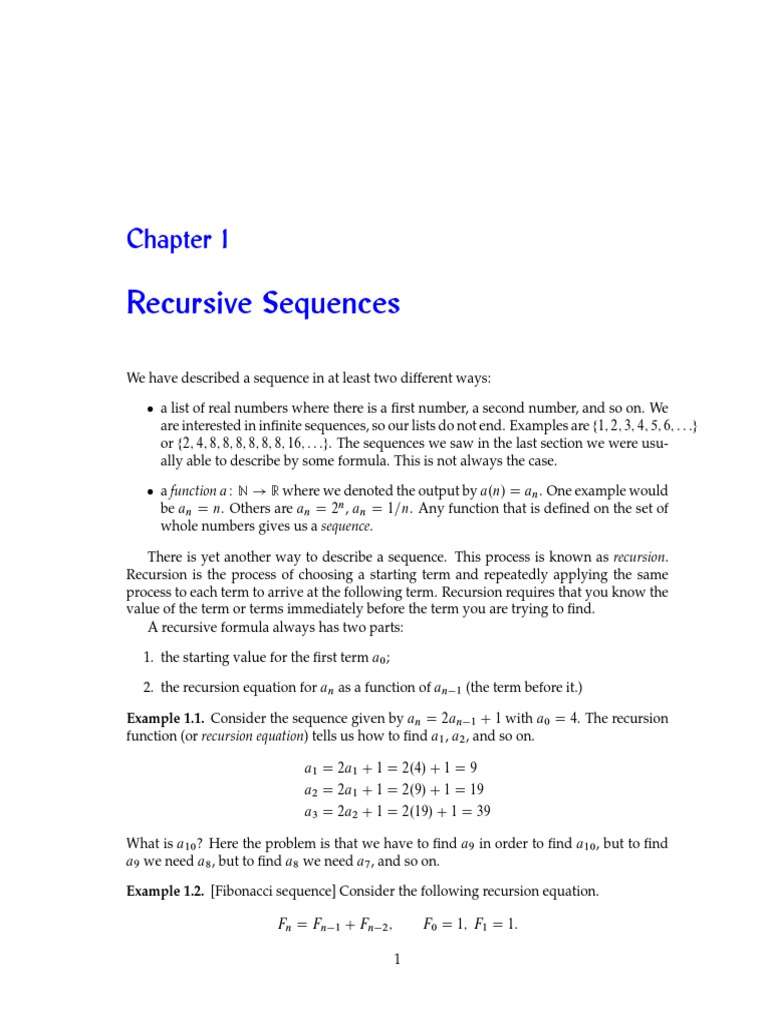 Recursive Sequences | PDF | Recurrence Relation | Limit (Mathematics)