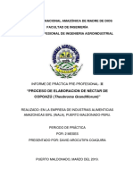 Informe de Practicas Preprofesionales 2 Elaboracion de Nectar de Copoazu de David Arocutipa77777777777777777777777777777