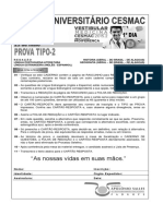 Cesmac-prova e Gabarito 1ºdia Tipo2 Medicina Cesmac 2015.2
