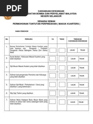 Surat Rasmi Permohonan Kuarters Kerajaan Kesihatan W