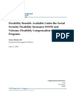 CRS Report R41289: Disability Benefits Available Under The Social Security Disability Insurance (SSDI) and Veterans Disability Compensation (VDC) Programs