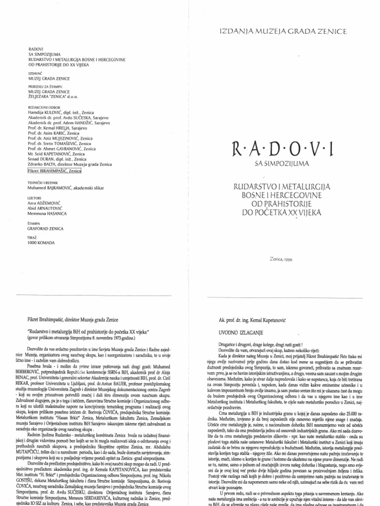 Simpozij Rudarstvo I Metalurgija Bosne I Hercegovine Od Prahistorije Do Pocetka Xx Vijeka Pdf