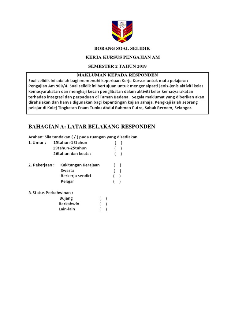 Borang Soal Selidik Pam Done Pdf