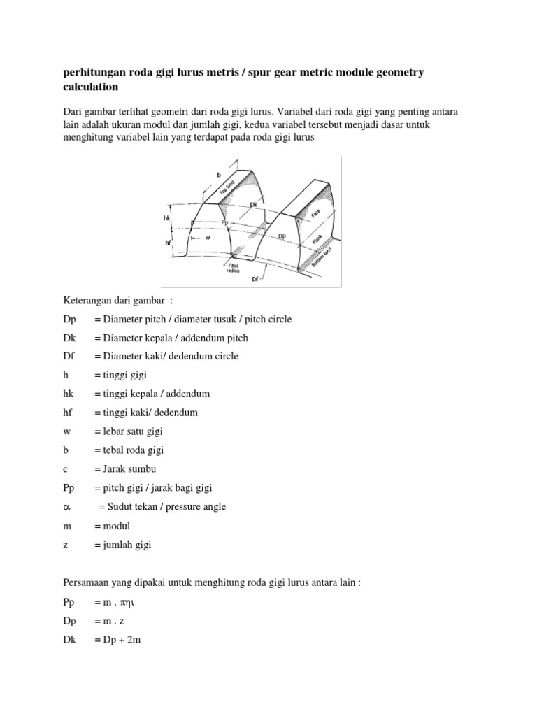 Perhitungan Geometri Roda Gigi Lurus | PDF | Metode & Bahan Ajar ...