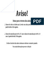 Retorno aulas instrumento e musicalização datas