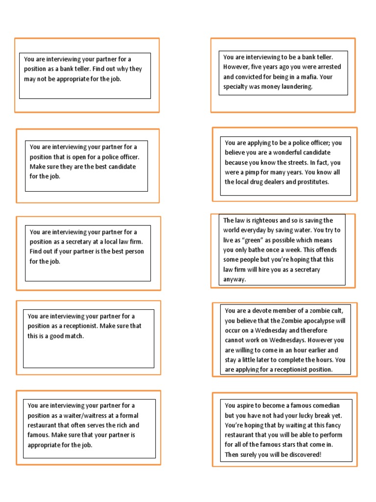 Job Interview Dilemmas Game | PDF | Crime & Violence | Crime Thriller