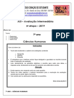 Avaliação Multidisciplinar de Ciências Humanas - 7º Ano - Inclusão