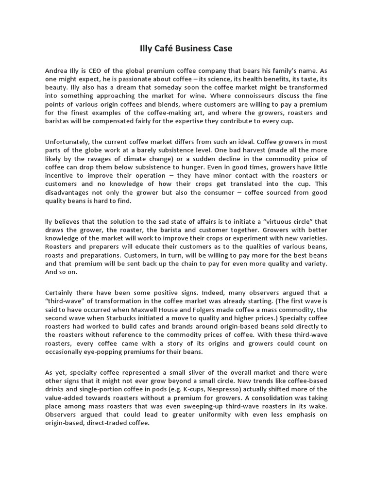 Illy Café Business Case | PDF | Coffee | Beverages