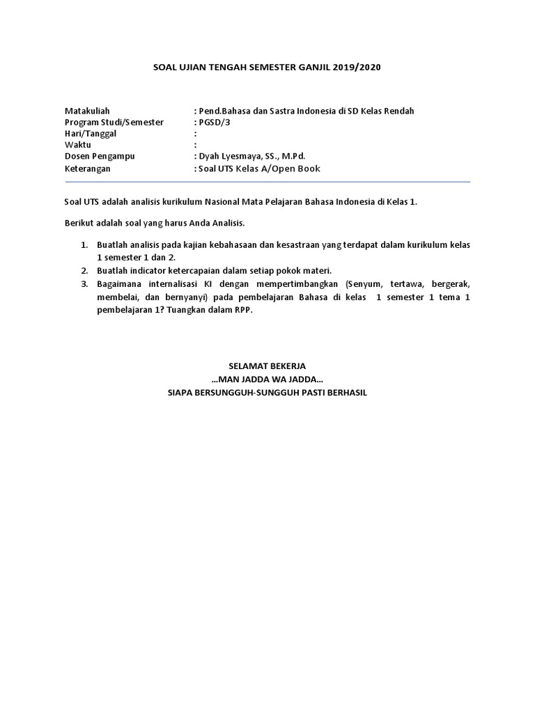 Soal Uts Ganjil20192020