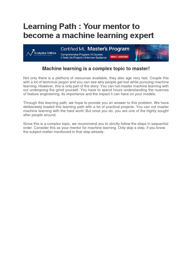 Learning Path Machine Learning | PDF | Machine Learning | Statistics
