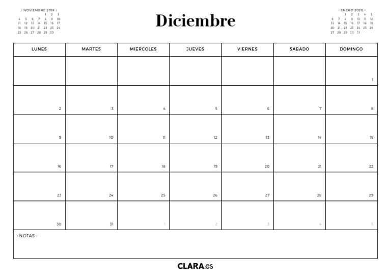 Gratis Calendario Diciembre 2019 Para Imprimir Befaro Com