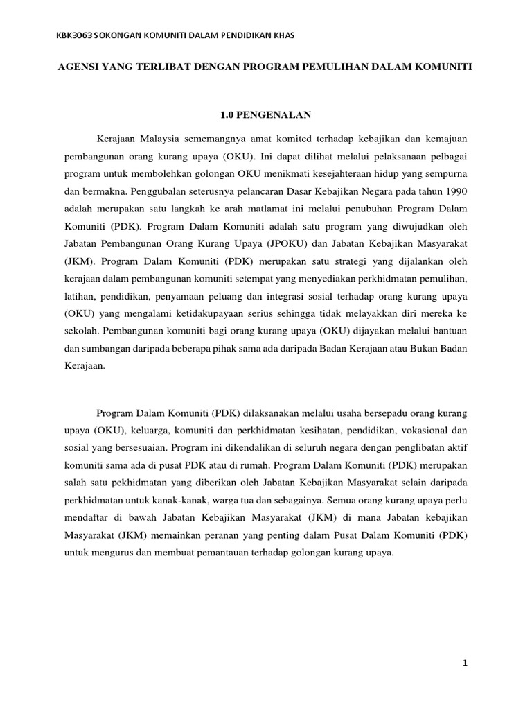 Agensi Pihak Oku Aktiviti Yang Dijalankan