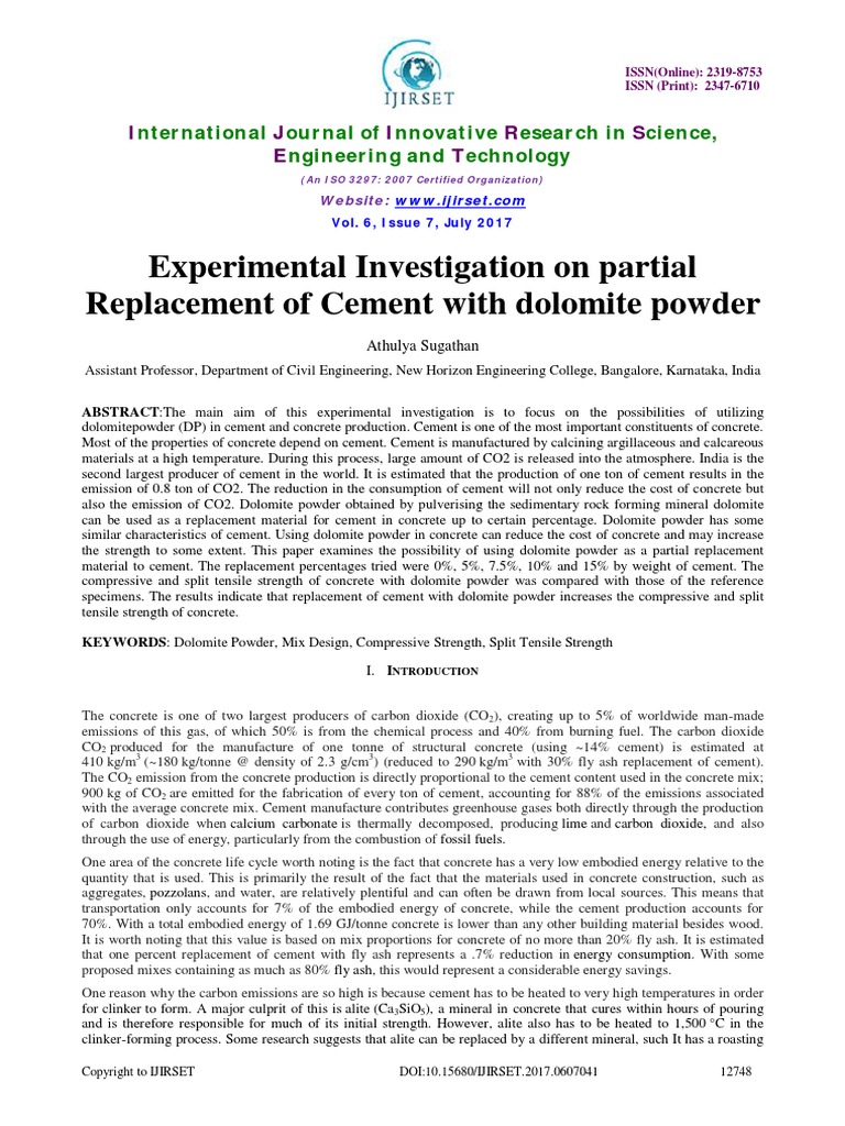 Experimental Investigation On Partial Replacement of Cement With ...
