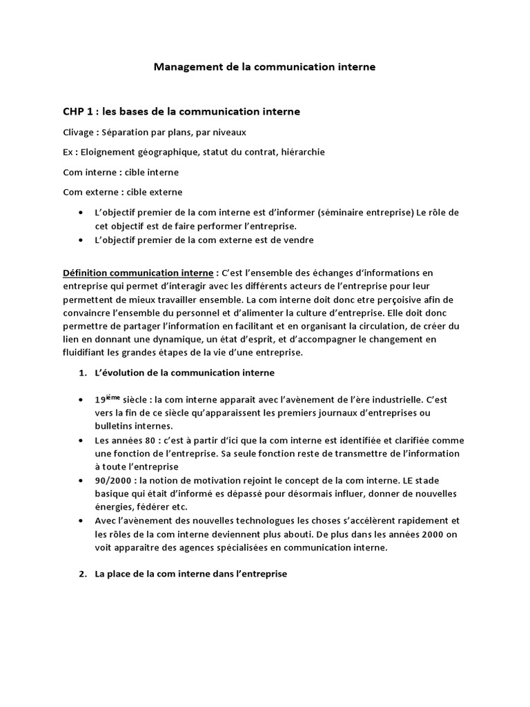 Management de la communication interne | PDF | la communication ...
