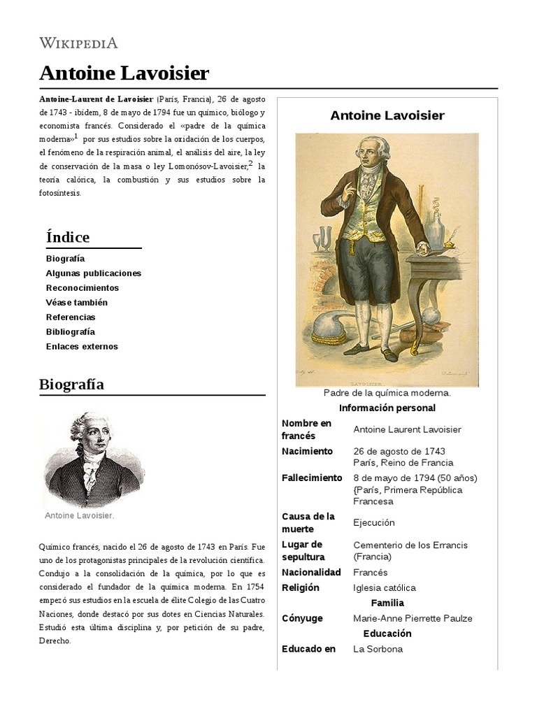Antoine Lavoisier | PDF | Ciencias fisicas | Química