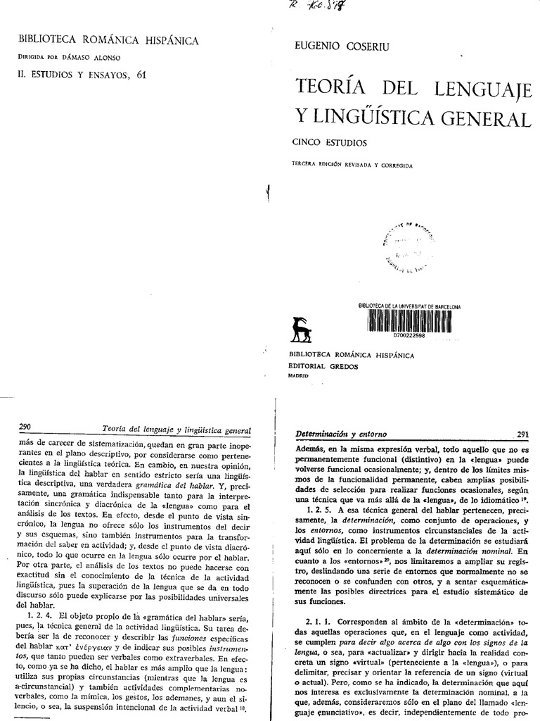 Eugenio Coseriu Linguistica Del Testo