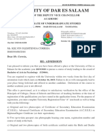 Kelvin Olemtenga Correia Admission Letter