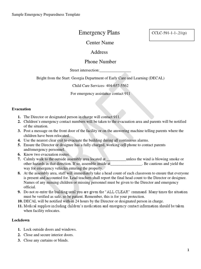 Emergency Preparedness Plan Template | PDF | Emergency Evacuation ...