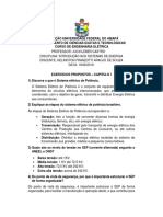 Sistema Elétrico de Potência: exercícios propostos sobre geração, transmissão e distribuição de energia