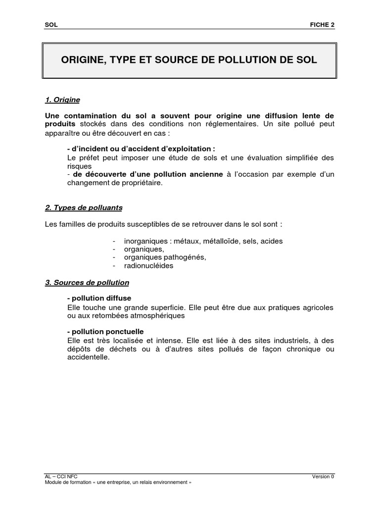 Origines et types de pollution du sol | PDF