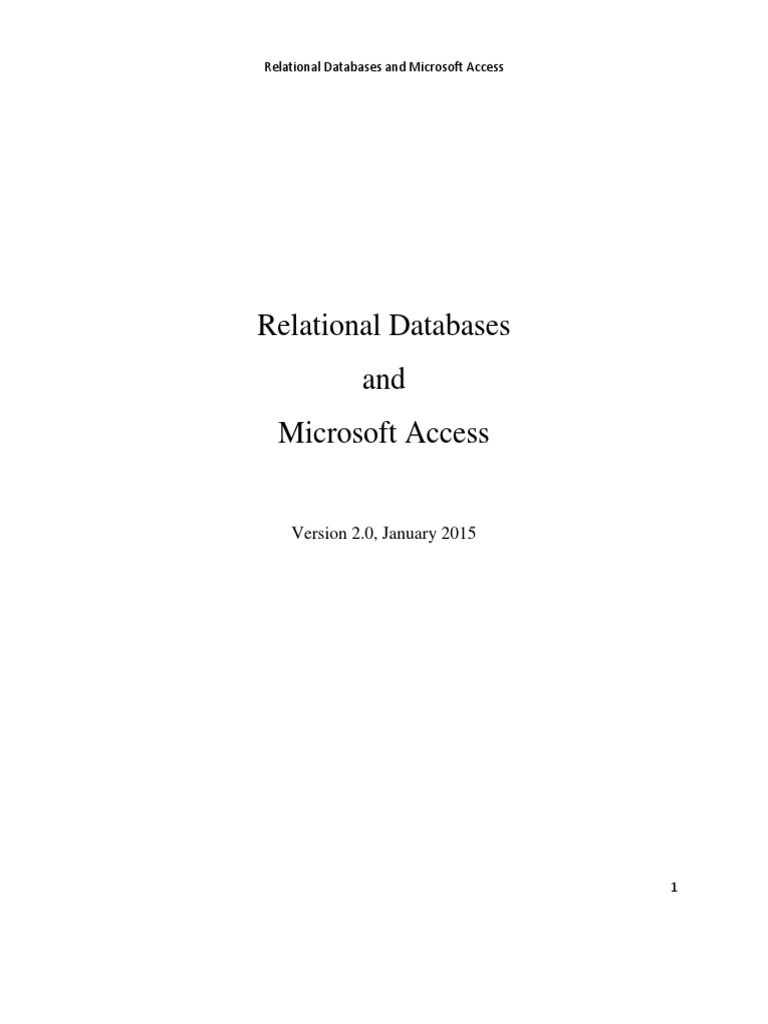 Relational Databases and Microsoft Access V2.0 | PDF | Relational ...