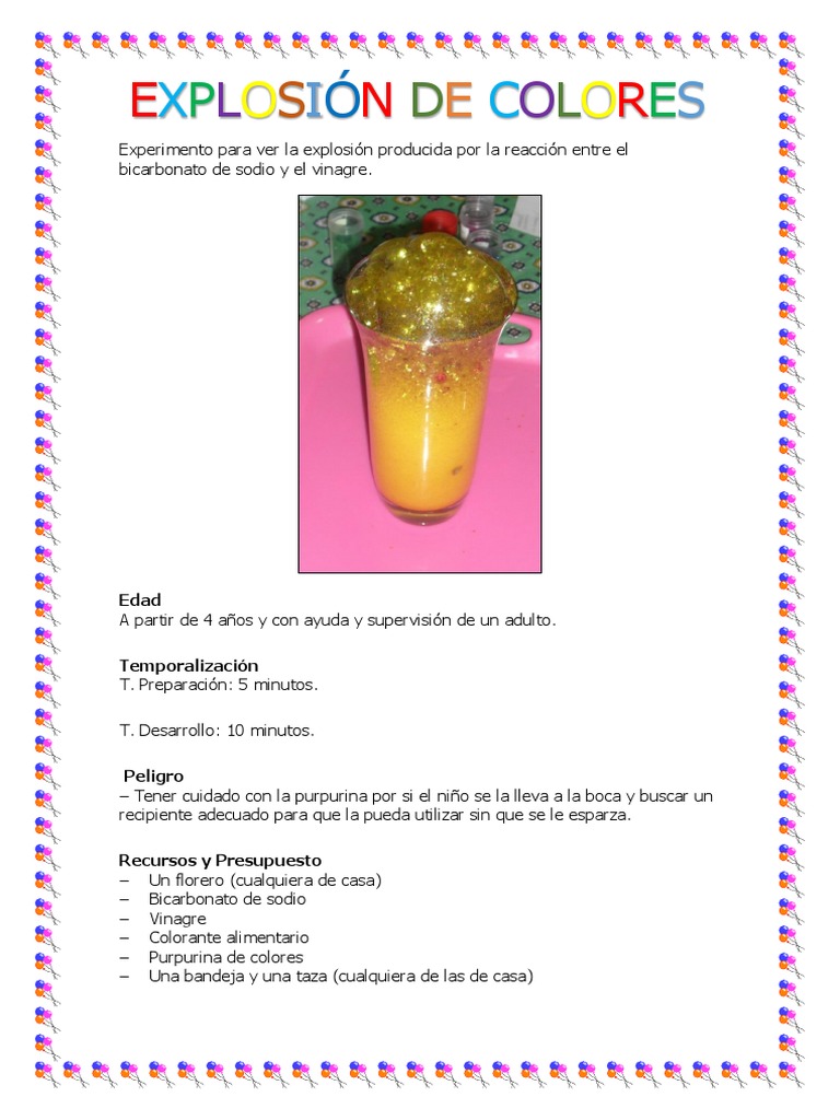 Explosión de Colores con Vinagre y Bicarbonato | PDF