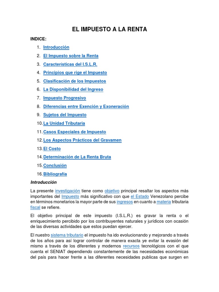 Aspectos Clave del Impuesto sobre la Renta | PDF | Impuestos | Impuesto ...