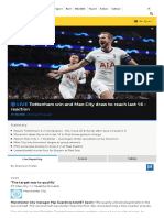 Champions League Latest - Spurs V Olympiakos & Man City V Shakhtar Donetsk