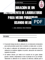 Calibración de instrumento para medir porosidad con helio