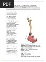 3x Ficha Avaliação - A Vassoura - 1.ª 2.º Periodo