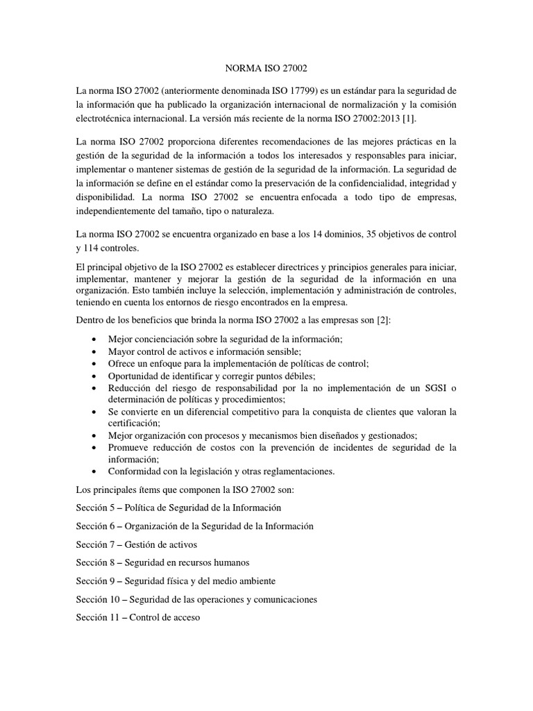 Guía sobre la norma ISO 27002 | PDF | Seguridad de información | La ...