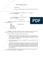 Deed of Sale of Motor Vehicle Format