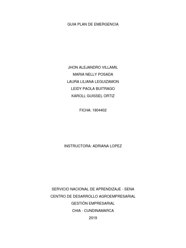 Guia Plan de Emergencia | PDF | Vulnerabilidad | Riesgo