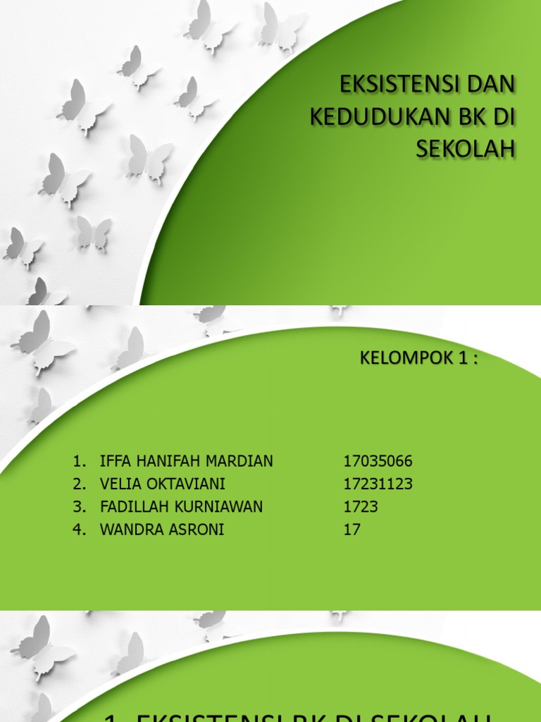 Kelompok 1 Eksistensi Dan Kedudukan Bk Di Sekolah