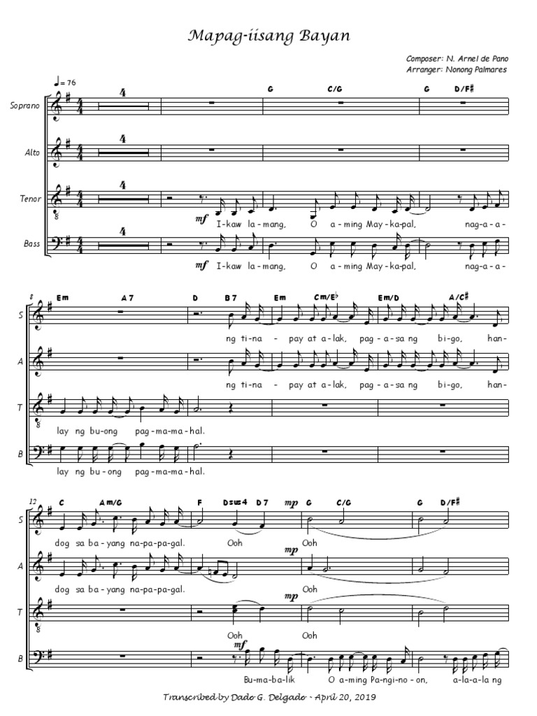 Mapag Iisang Bayan SATB | PDF